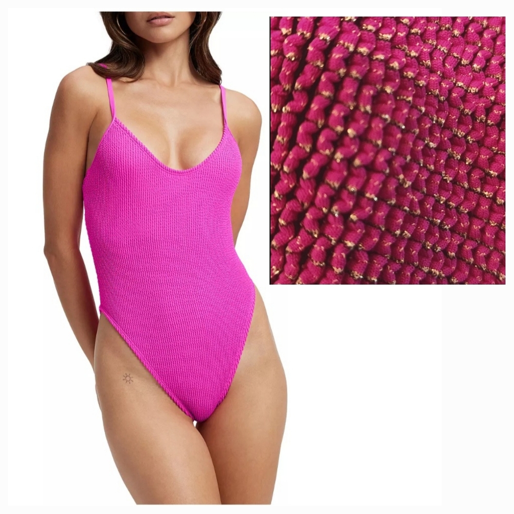 Good American Always Fits One-Piece Swimsuit in Fuschia Pink size 00/0